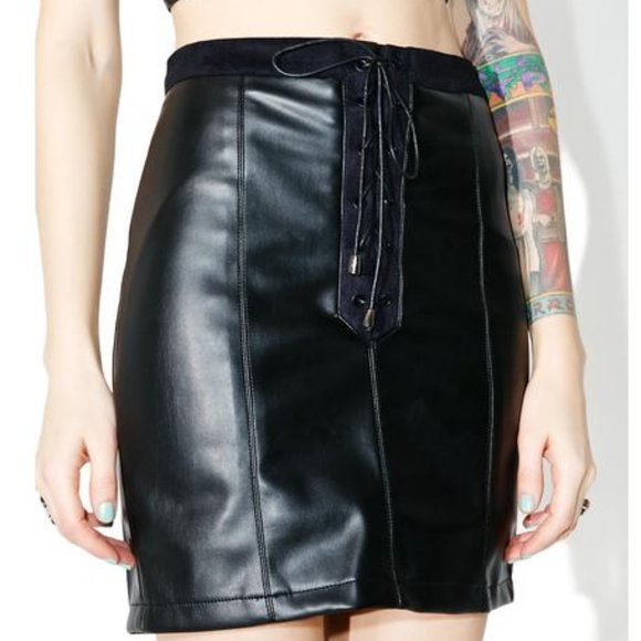 Dolls Kill Dresses & Skirts - WYLDR biker moto faux leather skirt EUC